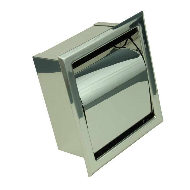 Chrome Recessed Stainless Steel Toilet Paper Holder with Lid, Pack of 2
