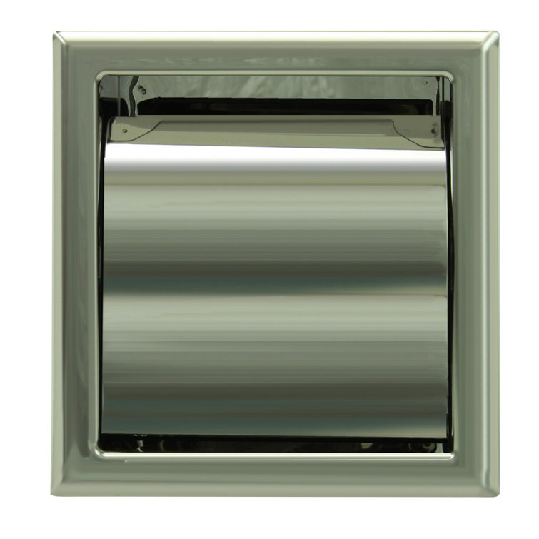 Chrome Recessed Stainless Steel Toilet Paper Holder with Lid, Pack of 2