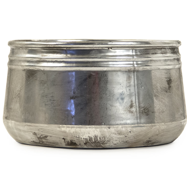 Distressed Metallic Silver Ceramic Bouquet Table Vase - Large