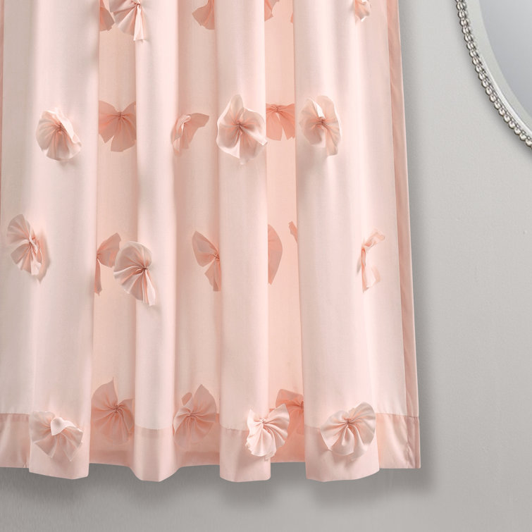 Blush Polyester Sheer Curtain Panel with Handmade Bows