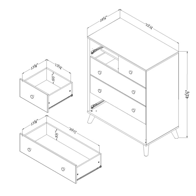 Yodi Scandinavian 5-Drawer Nursery Chest in Natural Walnut and Pure White