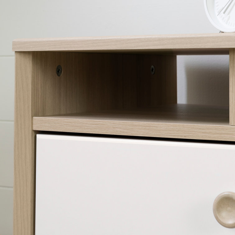 Soft Elm and Pure White 2-Drawer Scandinavian Nightstand