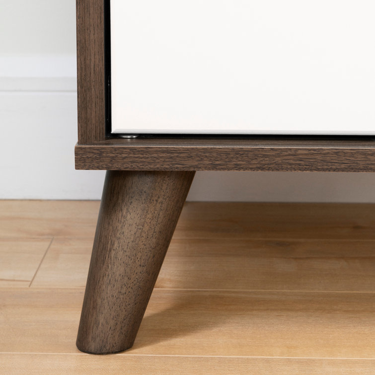 Natural Walnut and White 2-Drawer Scandinavian Nightstand