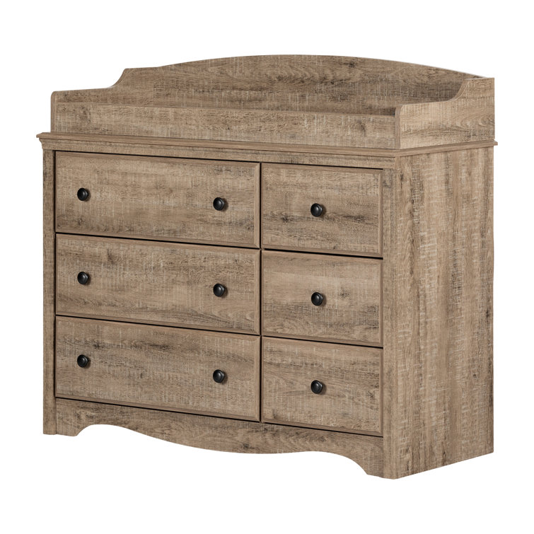 Weathered Oak 6-Drawer Changing Table Dresser