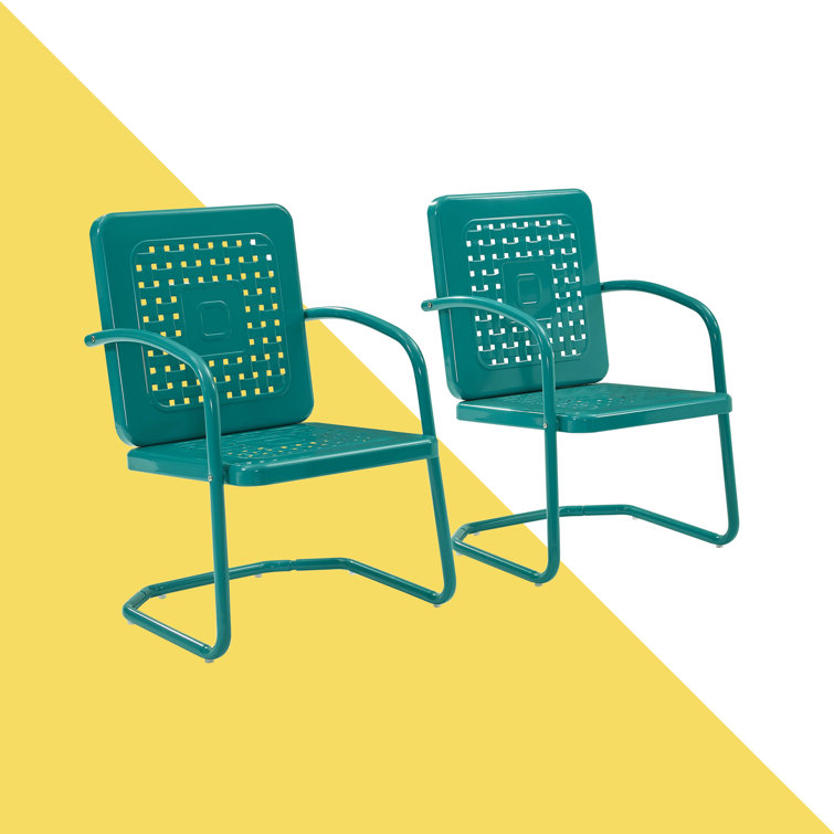 Vintage Turquoise Retro Metal Outdoor Armchair Set