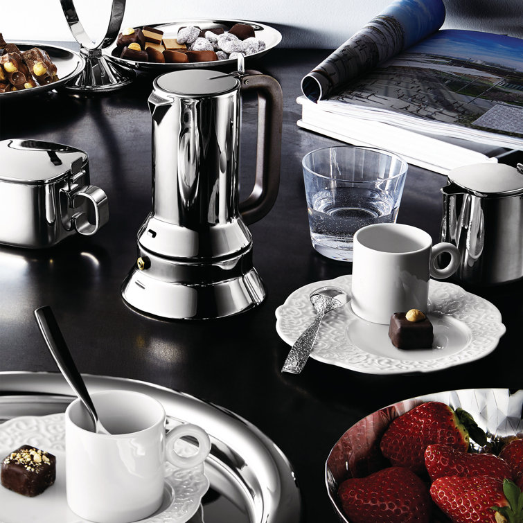 Stainless Steel 3-Cup Espresso Coffee Maker with Brown Handle