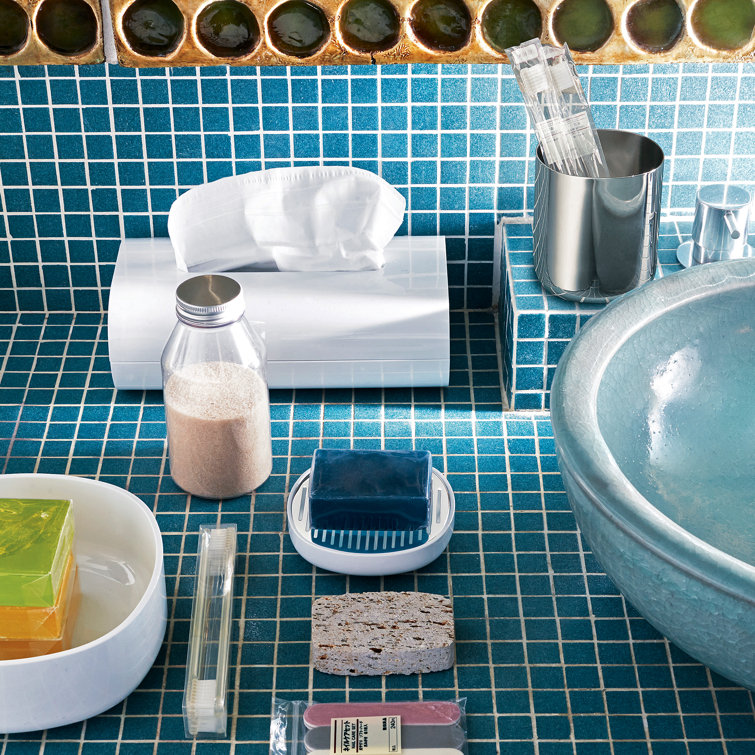 White and Stainless Steel Modern Soap Dish