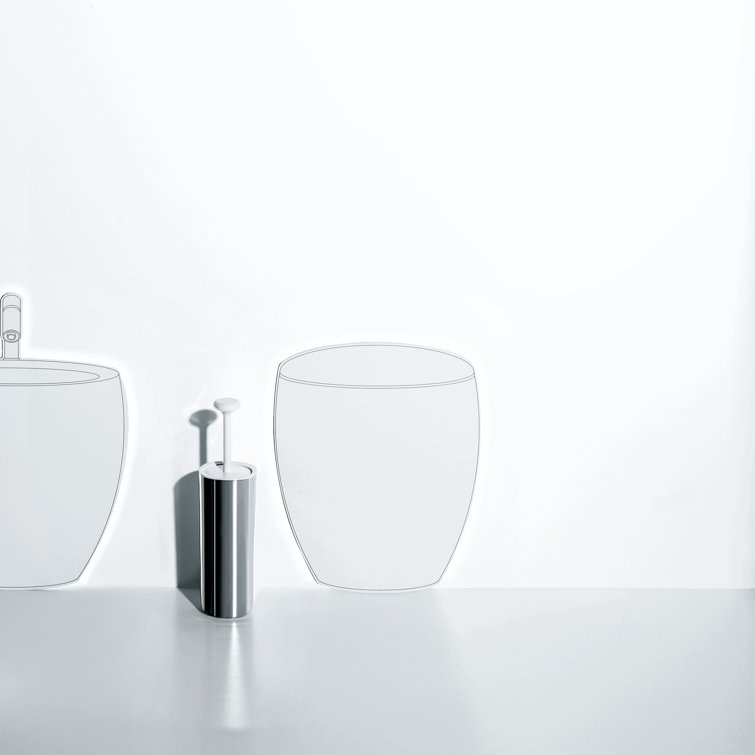 Silver Freestanding Toilet Brush with Holder