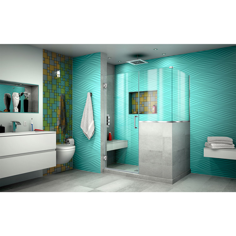 Unidoor Plus 47" Frameless Clear Glass Hinged Shower Enclosure