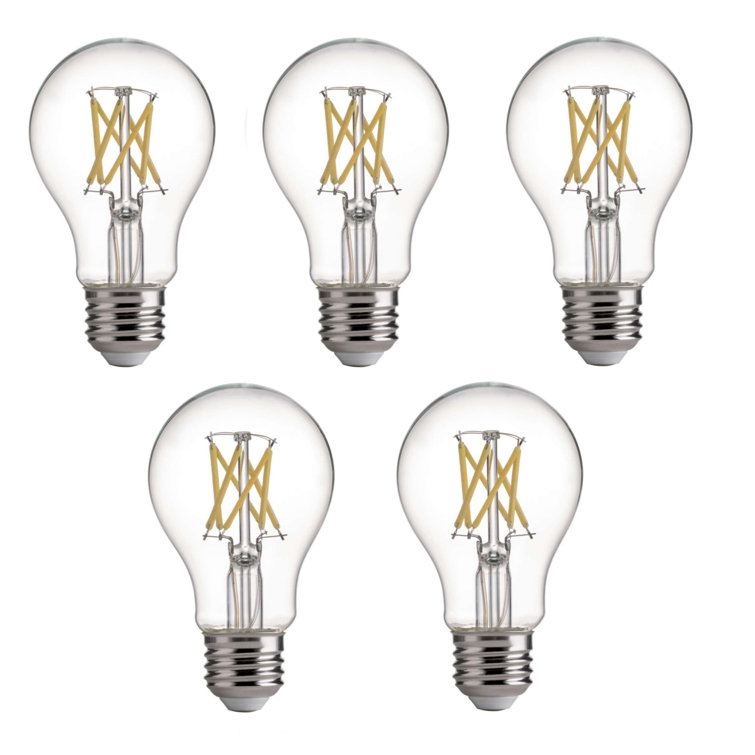 Clear Glass Dimmable LED Filament Bulbs, Set of 5