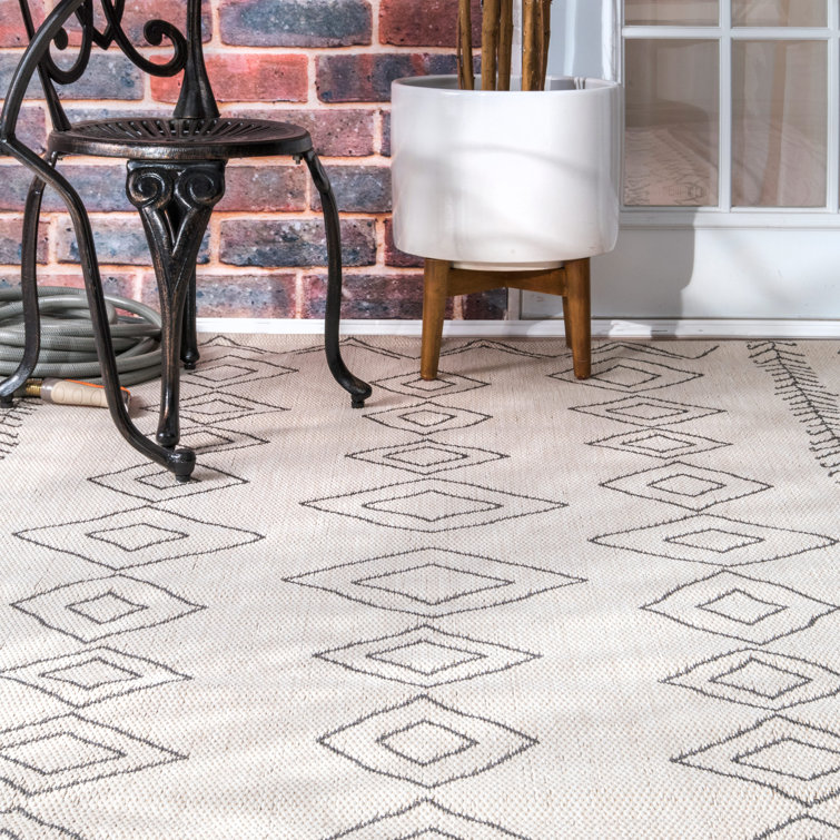 Reversible Ivory Moroccan Spot Rectangular Area Rug - 29x4 Inches