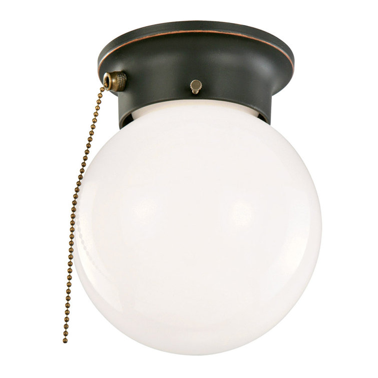 Elegant Globe Flush Mount Light in Oil Rubbed Bronze with Opal Glass