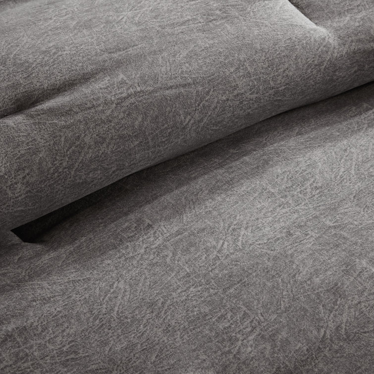 Gray Faux Suede Queen 7-Piece Comforter Set