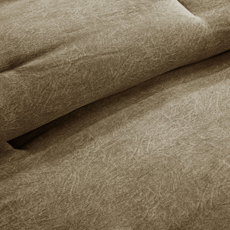 Boone Queen Brown Faux Suede 7-Piece Comforter Set