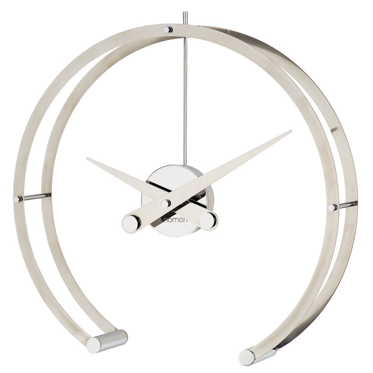 Silver Quartz and Polished Steel Table Clock