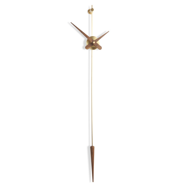 Gold and Walnut Pendulum Wall Clock with Silent Mechanism