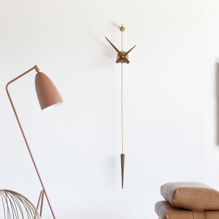 Gold and Walnut Pendulum Wall Clock with Silent Mechanism