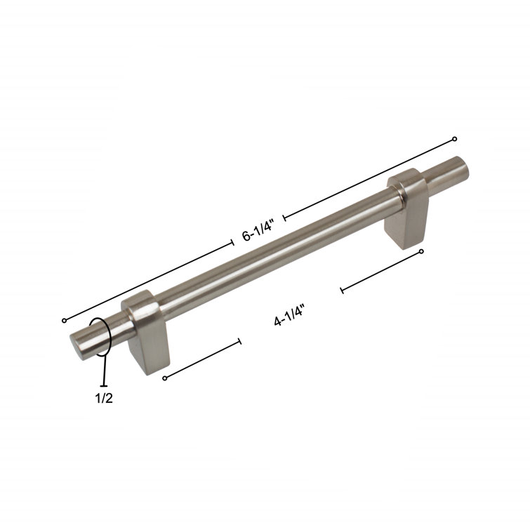 Satin Nickel Brushed T-Bar Cabinet Pull with Mounting Hardware