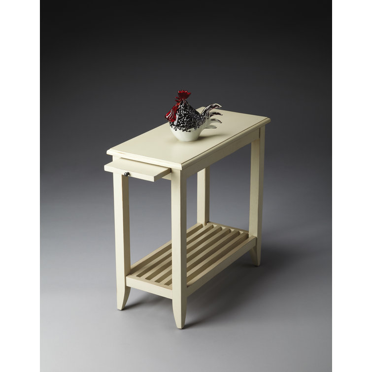 Petite Off-White Birch Side Table with Tapered Legs