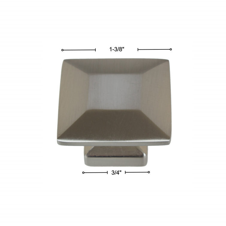 Brushed Nickel Modern Square Cabinet Knob with Mounting Hardware