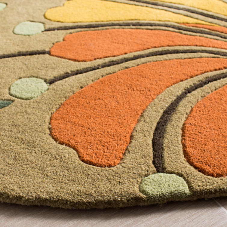 Floral Beige and Multicolor Wool Viscose 5' x 8' Rug