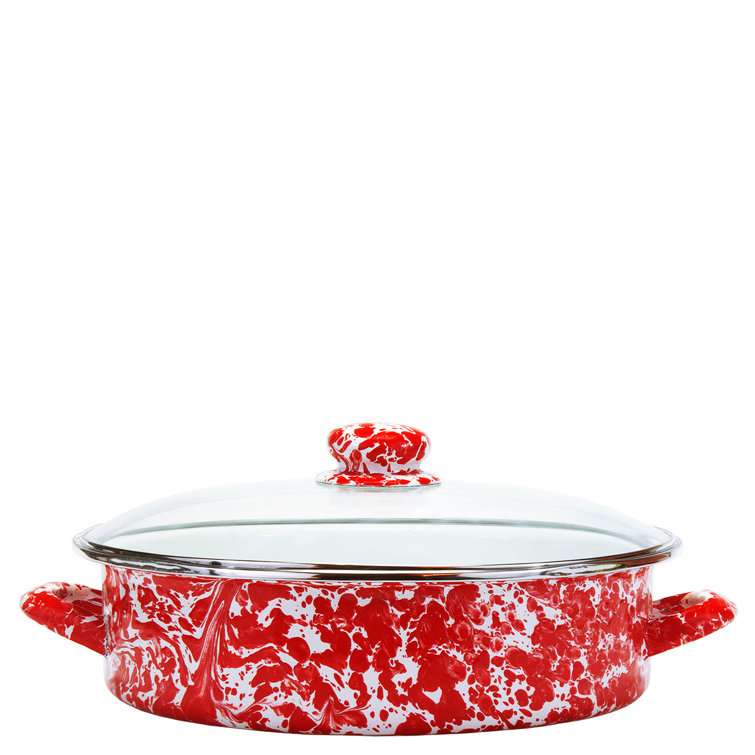 Gray and White Swirl Non-Stick Aluminum Saute Pan with Glass Lid