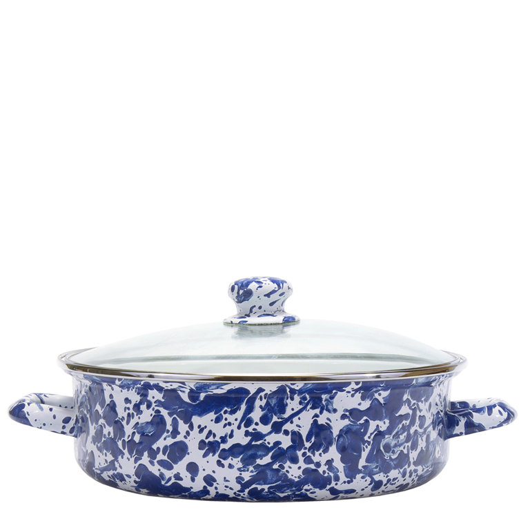 Gray and White Swirl Non-Stick Aluminum Saute Pan with Glass Lid