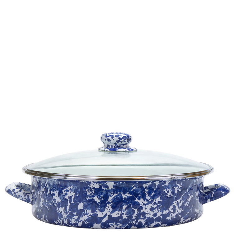 Gray and White Swirl Non-Stick Aluminum Saute Pan with Glass Lid