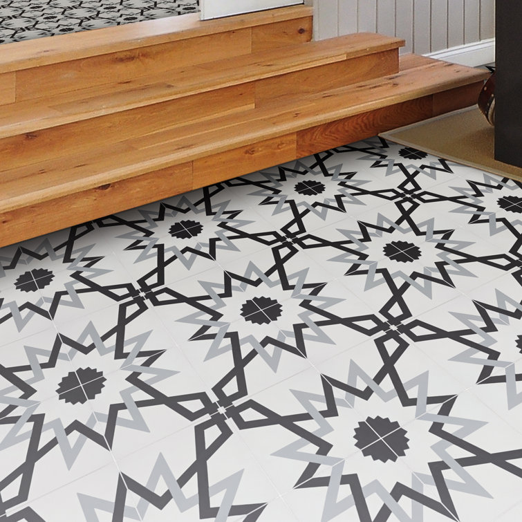 Moroccan Black and White Cement Patterned Wall and Floor Tile