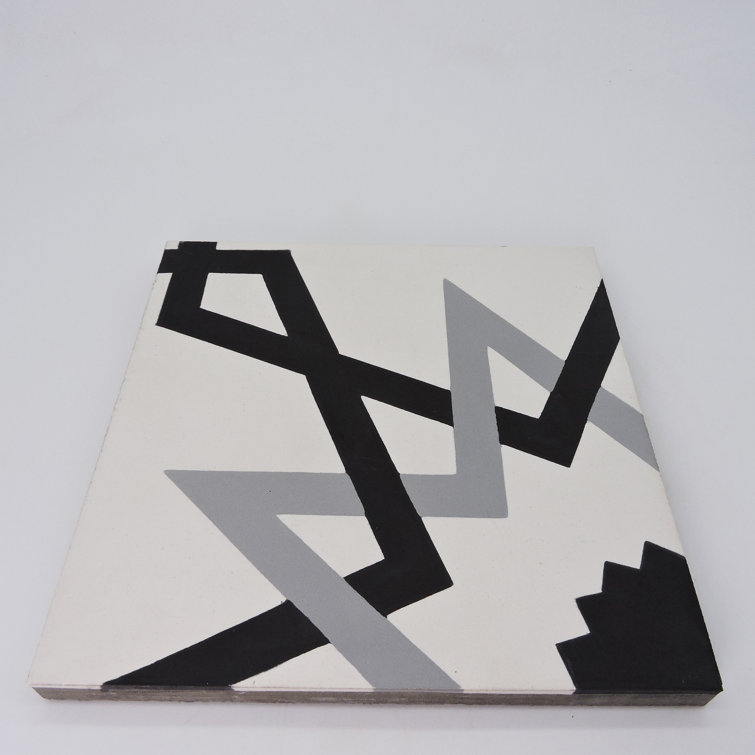 Moroccan Black and White Cement Patterned Wall and Floor Tile