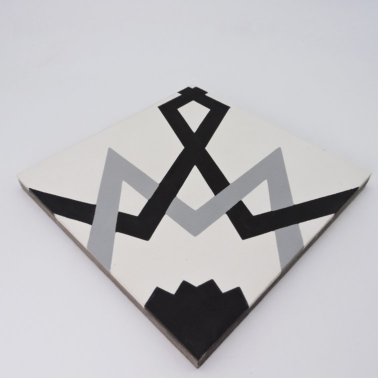 Moroccan Black and White Cement Patterned Wall and Floor Tile