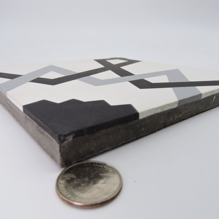 Moroccan Black and White Cement Patterned Wall and Floor Tile