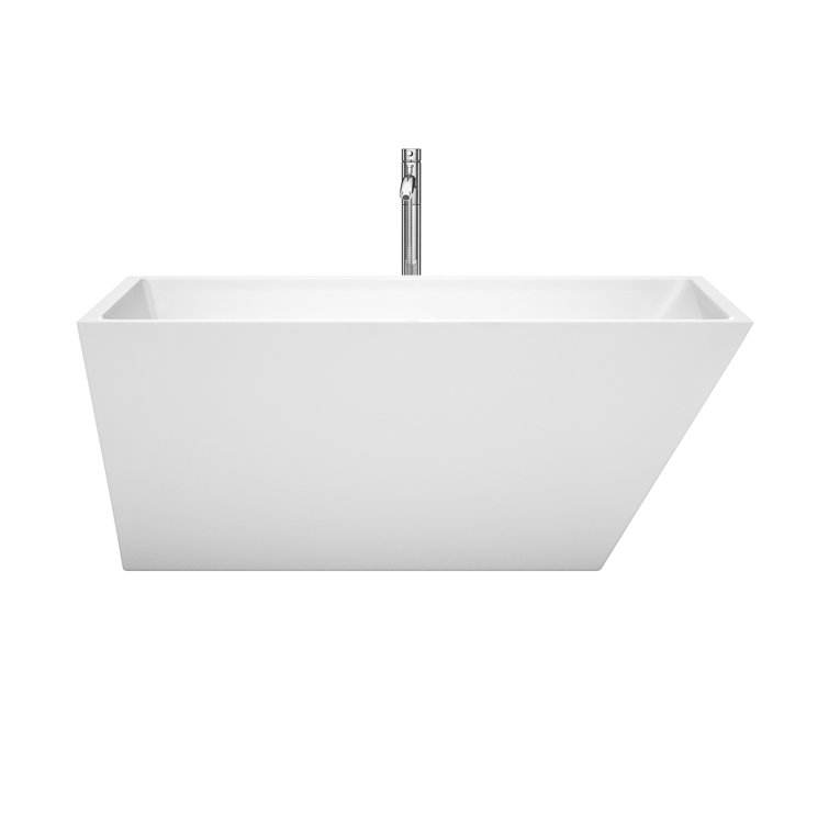 Hannah 59'' White Acrylic Freestanding Soaking Bathtub with Chrome Faucet