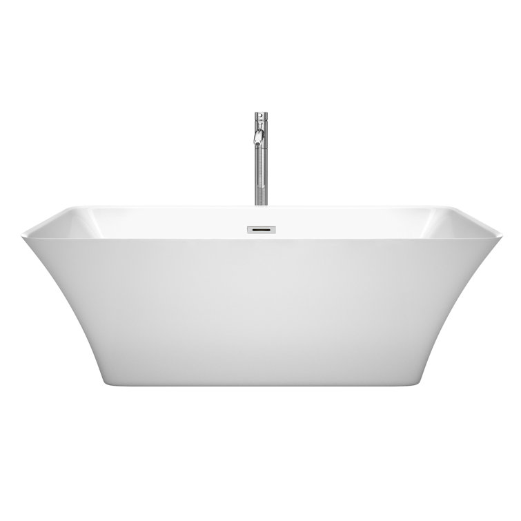 Tiffany 67'' White Acrylic Freestanding Soaking Bathtub with Chrome Faucet