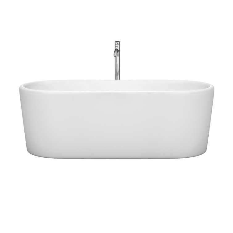 Ursula 67" White Acrylic Freestanding Soaking Bathtub with Chrome Faucet