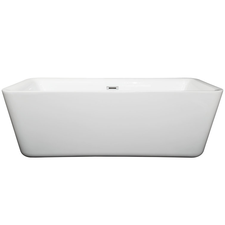 Emily 69'' White Freestanding Acrylic Bathtub with Chrome Trim