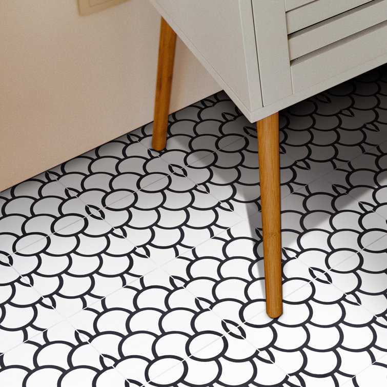 Handmade Black and White Geometric Cement Wall Tiles