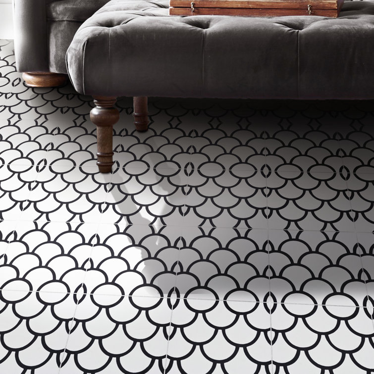 Handmade Black and White Geometric Cement Wall Tiles