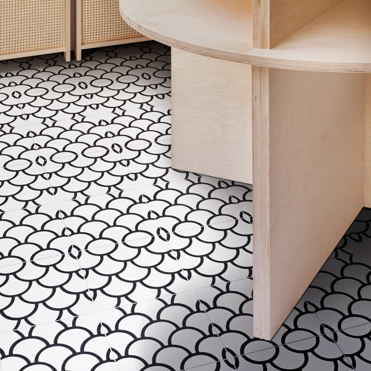 Handmade Black and White Geometric Cement Wall Tiles