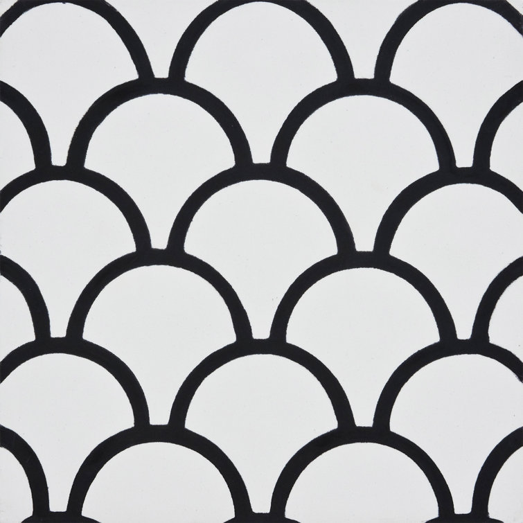 Handmade Black and White Geometric Cement Wall Tiles