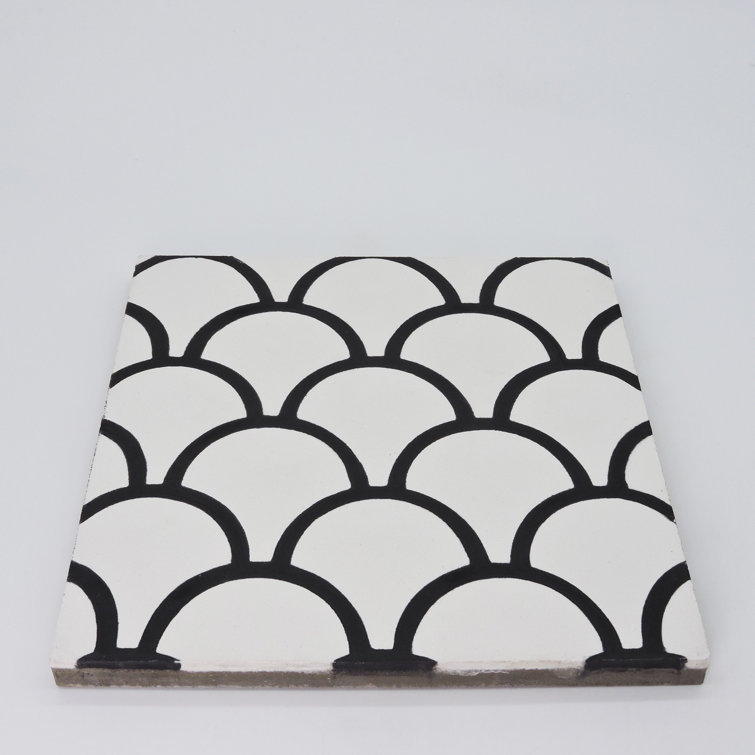 Handmade Black and White Geometric Cement Wall Tiles