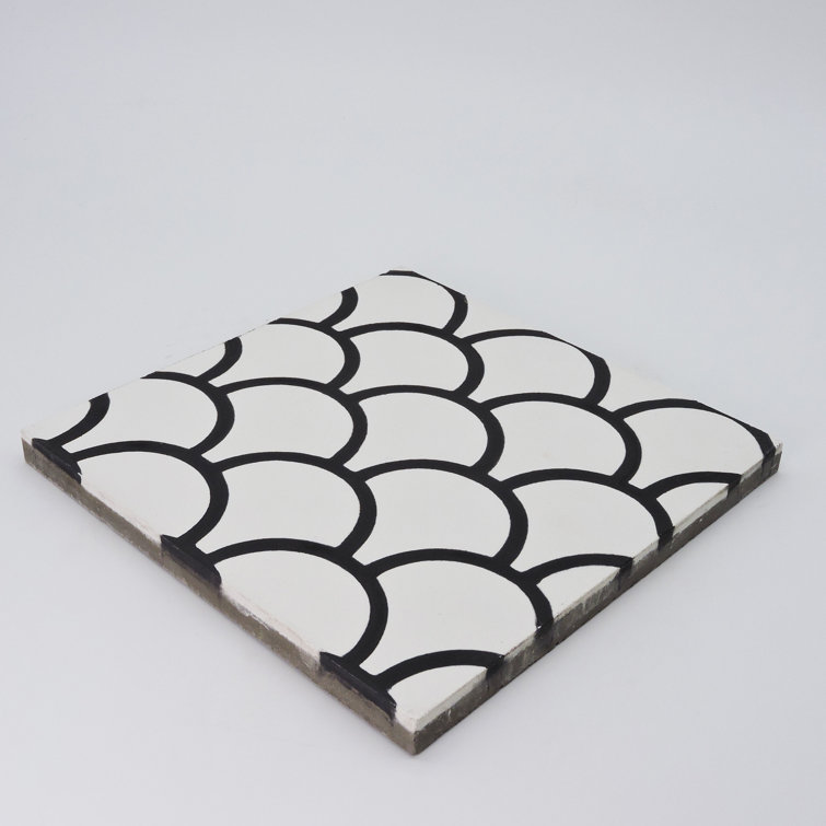 Handmade Black and White Geometric Cement Wall Tiles