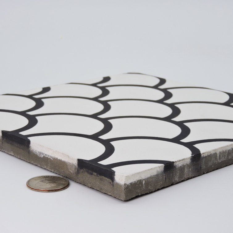 Handmade Black and White Geometric Cement Wall Tiles