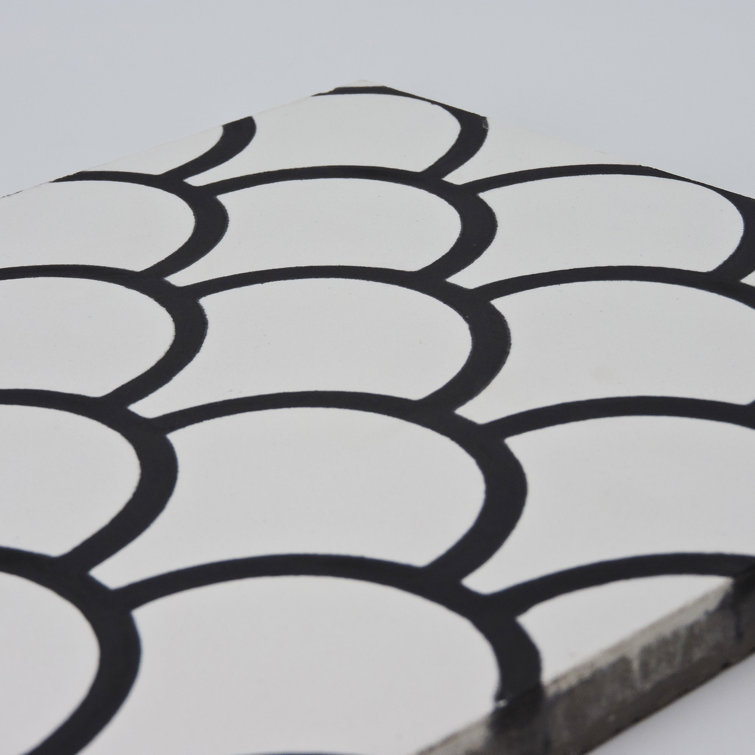 Handmade Black and White Geometric Cement Wall Tiles