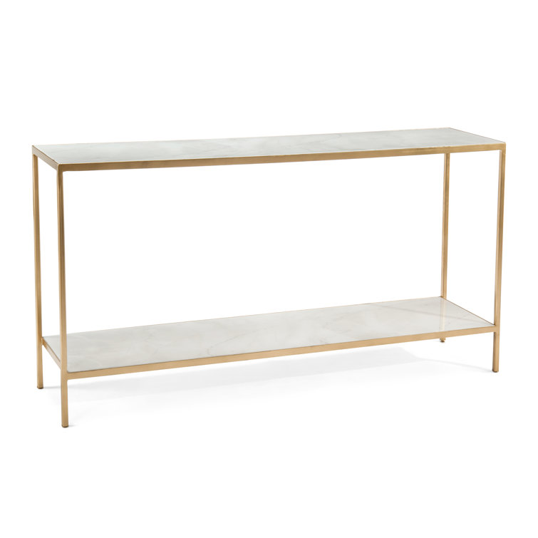 Gold and Glass Console Table with Storage Shelf