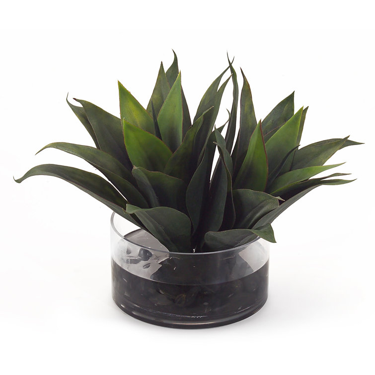 Aqua Agave Faux Plant Arrangement in Glass with Acrylic Water 12"