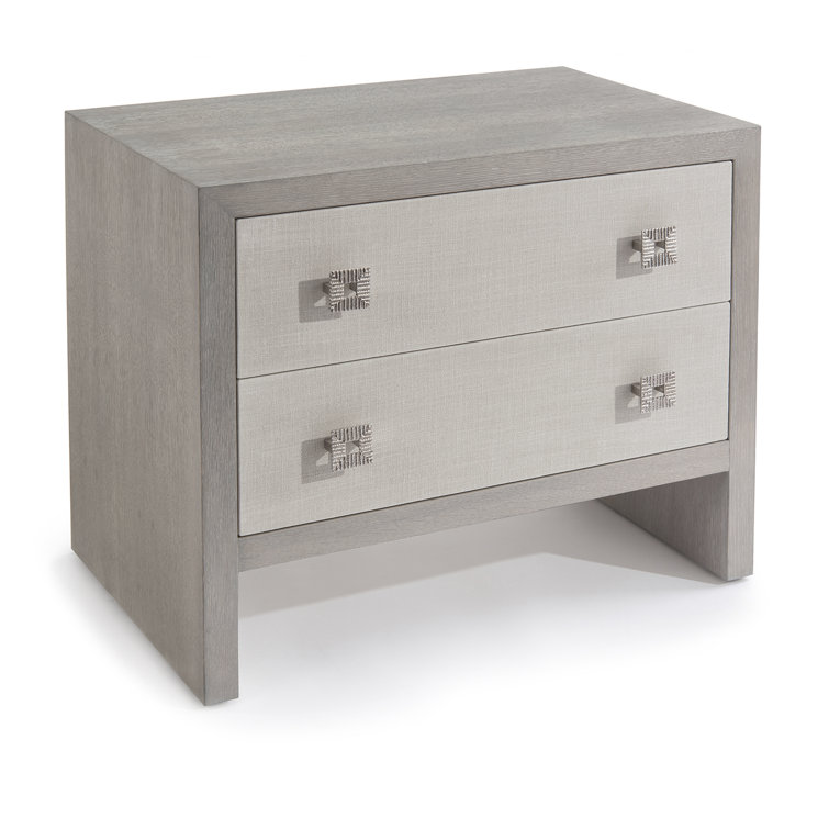 Chepstow Linen-Front 2-Drawer Solid Oak Nightstand