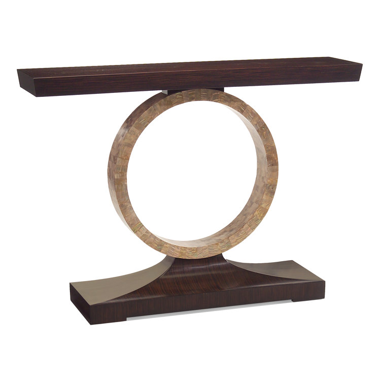 Le Cirque 54'' Brass and Brown Solid Wood Console Table with Storage