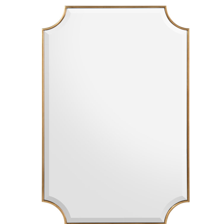 Scalloped Gold Frame Rectangular Wood Wall Mirror 28"x42"
