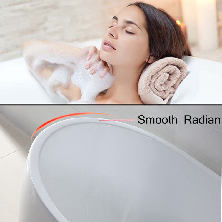 Modern White Acrylic Freestanding Soaking Bathtub, 55" x 28"